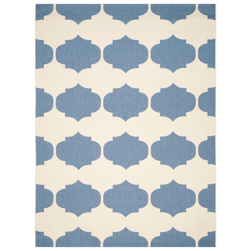 8'X11' Rectangle Brema Outer Patio Rug Beige/Blue - Safavieh