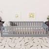 Whisen Twin Bed & Rubber Wood Floor Bed with Fence without Door, Multi - Functional Floor Bed for Kids' Sleep & Play - 2 of 4