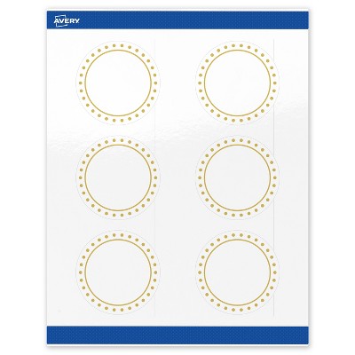 Avery 3" Diameter Labels, Gold Border with Gold Dots, 60 ct