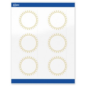 Avery 3" Diameter Labels, Gold Border with Gold Dots, 60 ct - 1 of 4