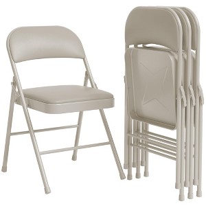 2 Pack Beige Folding Chairs With Padded Cushion and Back, Folding Chairs for Outside - 1 of 4