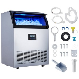 Commercial Ice Maker Machine, 200lbs/24H, 55lbs Ice Storage, 126 Ice Cubes in 8-15min, Adjustable Ice Thicknesses, Automatic Cleaning Function - 1 of 4