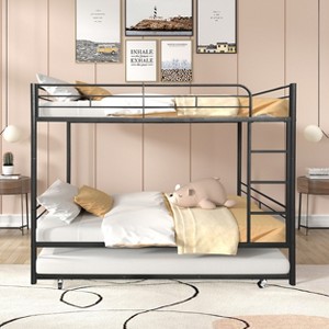 TIRAMISUBEST Convertible Bunk Bed with Trundle - 3-in-1 Separable Design, Space-Saving Black Metal Frame - 1 of 4