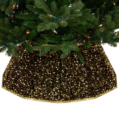 Gold Sequins Hexagonal Christmas Tree Collar with Metallic Trim