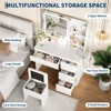 GustoWave Vanity Desk with Mirror and Lights - Modern Makeup Dressing Table with Outlets, Storage Stool, 4 Drawers - 3 Colors LED Vanity Mirror - 4 of 4