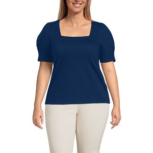 Lands' End Women's Puff Sleeve Mariner Square Neck Top - 1 of 3