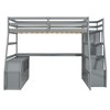 Twin/Full Size Loft Bed with 7 Drawers, 2 Shelves and Desk - ModernLuxe - 4 of 4