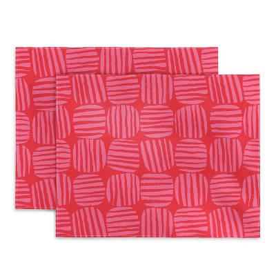 Sewzinski Striped Circle Squares Pink Placemats - Deny Designs