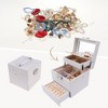 Unique Bargains 3 Layers PU Leather Jewelry Box with Drawer and Mirror - 2 of 4