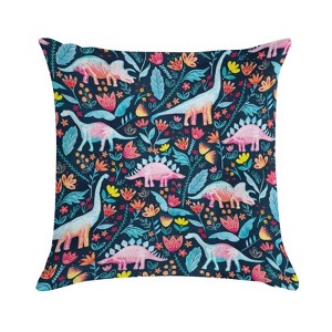 Dinosaur Delight Pillow Covers 18x18 Decorative Throw Pillows Soft Square Cushion Covers for Couch Sofa Bedroom - 1 of 1