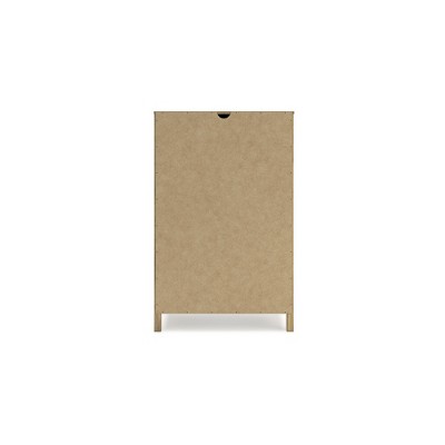 Light Brown 5-Drawer Tall Dresser with Dark Bronze Knobs