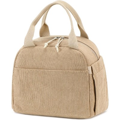 Lunch Bag for Women Men Cute Corduroy Lunch Tote Bags Reusable Insulated Lunch Box Large Capacity Reusable Insulated Cooler for Work Picnic or School