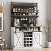 Bar Cabinet 75" Tall Coffee Hutch Large Kitchens Hutch Farmhouse Coffee Bar Cabinet Cupboard with Sliding Barn - 3 of 4