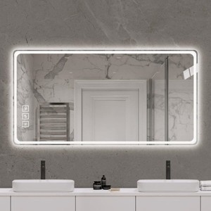 LED Bathroom Mirror,Makeup Mirror With Lights,Wall Mounted Anti-Fog Frameless Cosmetic Mirror With Light,Rounded Square Mirror -The Pop Home - 1 of 4