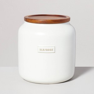 Dry Goods Stoneware Canister with Wood Lid Cream/Brown - Hearth & Hand™ with Magnolia - 1 of 4