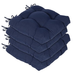 Aoodor 19x19x5 Inch Tufted Outdoor Chair Cushions, Water and Fade Resistant Polyester Dining Chair Pads with Ties for Patio Furniture, Set of 4 - 1 of 4