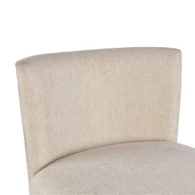 Francesca Tan Linen Cushioned Counter Height Stool with Oak Frame