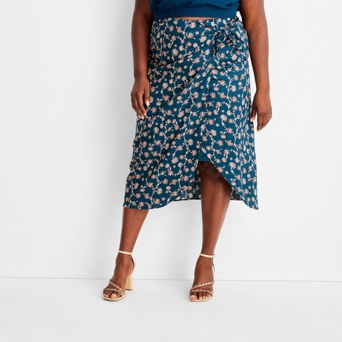 Women's Floral Print Side-tie Sarong Midi Skirt - Future Collective ...