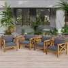 Set of 2 Modern Acacia Wood Club Chairs with Cushions, Accent Arm Chairs for Patio, Balcony, or Sunroom–The Pop Home - 3 of 4