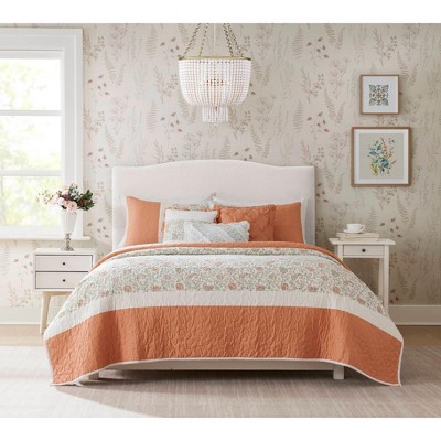 6 Pcs Elegant Cotton Percale Reversible Quilt Set, All Season Bedding Sets, Cozy Home Textile for Lux Bedroom Decor