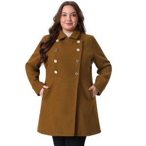 Agnes Orinda Women's Plus Size Winter Fashion Double Breasted with Pockets Warm Pea Coats - 1 of 4
