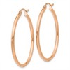 Black Bow Jewelry 2mm, 14k Rose Gold Polished Round Hoop Earrings, 35mm (1 3/8 Inch) - 2 of 4