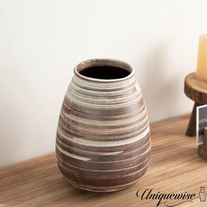 Uniquewise Farmhouse Ceramic Vase Rustic Vintage Decorative Pottery for Living Room Dining or Bedside Table Shelves - 1 of 4