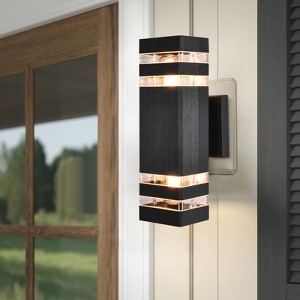 Rennnsan Laveth 12"H Hardwired Rectangle Aluminum Modern LED Dimmable Outdoor Wall Sconce in Black - 1 of 4