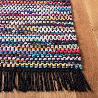 Coastal Charm Black Cotton 6' Square Handwoven Rug