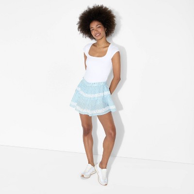 Women's Tiered Lace Trim Mini A-Line Skort - Wild Fable™