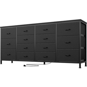 14 Drawer Dresser, 63 Inch Fabric Dresser TV Stand with Power Outlet for 65 70 75 Inch TV, Long Entertainment Center for Bedroom - 1 of 4