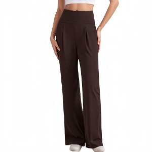 Anna-Kaci Active Women's High Waist Wide Leg Pants with Front Pleat Detail - 1 of 4