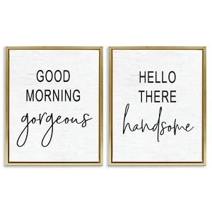 Stupell Industries Gorgeous & Handsome Romantic Greetings 2pc Floating Frame Art Set - 1 of 4