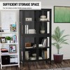 Glass Display Cabinet with Doors, 4-Tier Adjustable Shelves and Feet Modern Bookshelf Cabinet Cold-Rolled Steel Storage Cabinet Black - 2 of 4