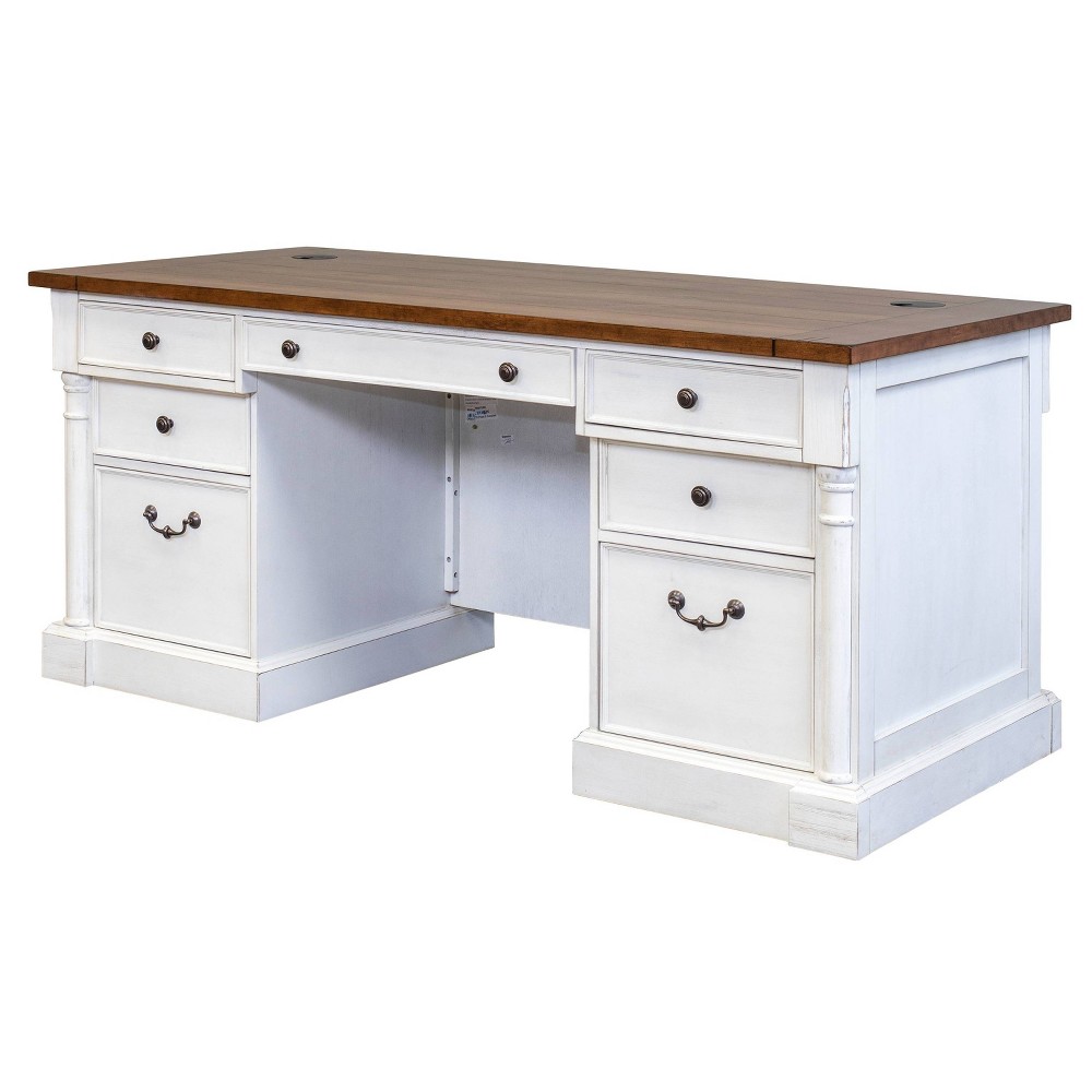 Photos - Office Desk 66" Durham Double Pedestal Executive Desk White - Martin Furniture