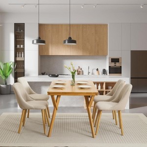 Dining Chairs Set,Modern Upholstered Kitchen Chairs with Ergonomic Back Support,300lbs Capacity Dining Chairs with Oak Legs for Dining Room - 1 of 4