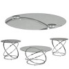 Royal Hampton 3-Piece Coffee and Side End Table Set Round Glass Tops with Swirl Chrome Steel Bases - 4 of 4