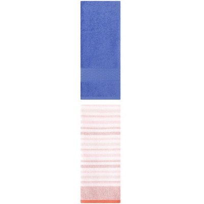 REGALWOVEN Striped Pattern Cotton Bathroom Hand Towel for Face Hair 13" x 30"/13" x 27" 2 Packs