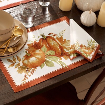 Pumpkins Thanksgiving Fall Placemats Set of 4，Harvest Orange