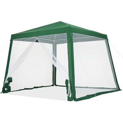 10x10ft Easy Pop-Up Canopy, Commercial Pop-Up Gazebo Tent, Waterproof Outdoor Screen Tent with Mesh Mosquito Netting Side Walls for Parties, Camping