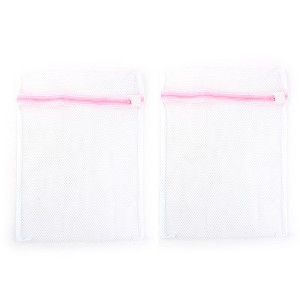 Unique Bargains Nylon Plastic Household Mesh Hole Clothes Washing Bag 29 x 40cm White 2 Pcs - 1 of 3