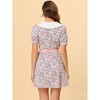 Allegra K Women's Peter Pan Collar Flowy Short Sleeve Ruffle Summer Floral Shirt Dress - 4 of 4