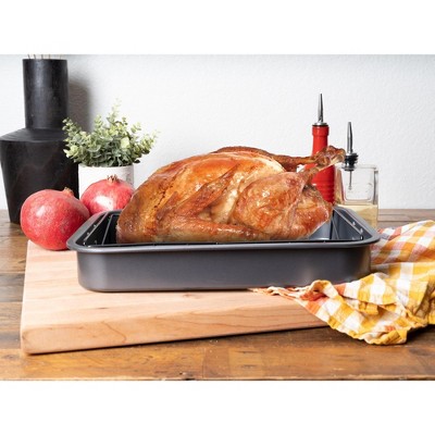 Lexi Home 16.5 Inch Nonstick Carbon Steel Roasting Pan With Vrack