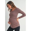 Hello Miz Women's Ribbed Long Sleeve Round Neck Maternity Nursing Top - 2 of 4