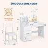 Kids Vanity Desk with Mirror and Lights, White Princess Wooden Makeup Vanity with Chair - 4 of 4