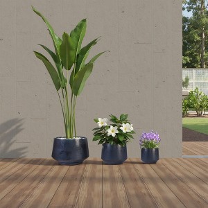 Wooakway 15" Dia Outdoor Indoor Ceramic Planter Pot Decorative Planter with Drainage Hole Patio Flower Pot - 1 of 4