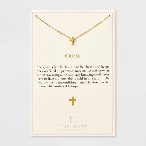 Tiny Tags 14k Gold Ion Plated Cross Chain Necklace - Gold : Target