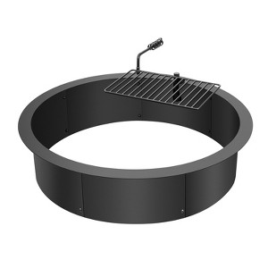 VEVOR Fire Pit Ring, Fire Pit Insert with Barbecue Fire Ring, 35-In Outer/31-In Inner Diameter, 8.5in Height, for Outdoor Camping, Bonfires, Black - 1 of 4
