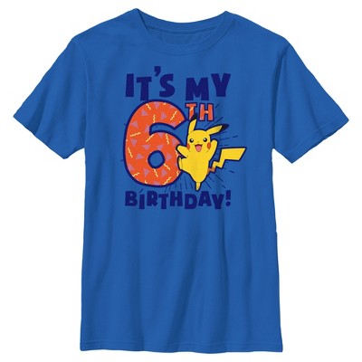 Boy's Pokemon It’s My 6th Birthday Pikachu T-shirt - Royal Blue - Large ...