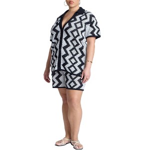ELOQUII Women's Plus Size Crochet Knitted Short - 1 of 4